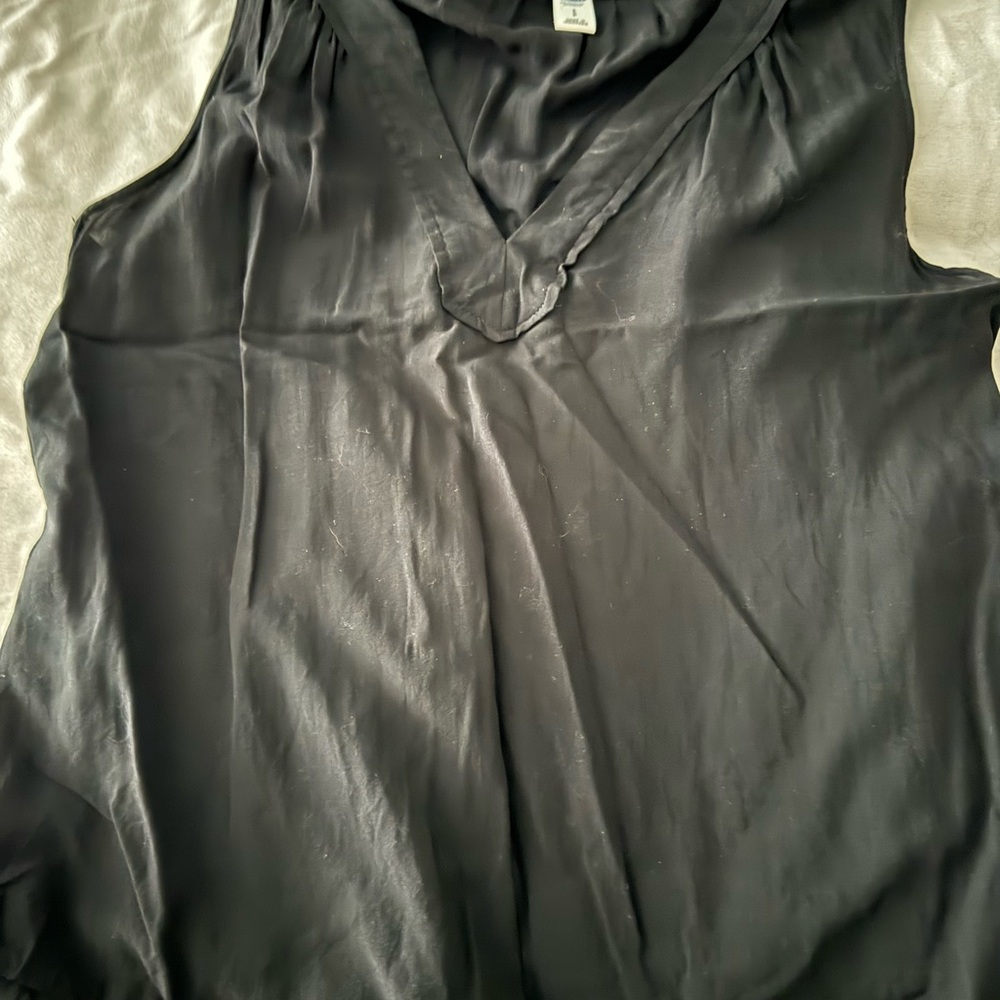 Old Navy Black Blouse with V-Neck and Ruched Detail